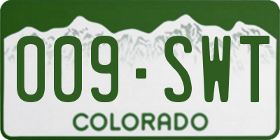 CO license plate 009SWT