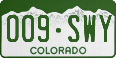CO license plate 009SWY