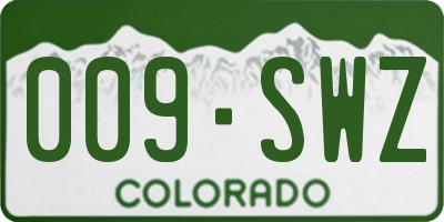 CO license plate 009SWZ
