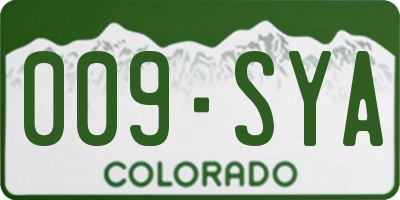 CO license plate 009SYA