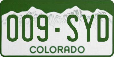 CO license plate 009SYD