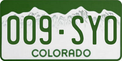 CO license plate 009SYO