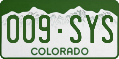 CO license plate 009SYS