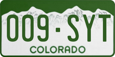 CO license plate 009SYT