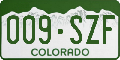 CO license plate 009SZF