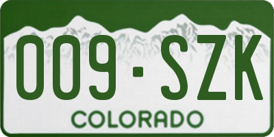 CO license plate 009SZK