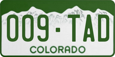 CO license plate 009TAD