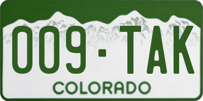 CO license plate 009TAK