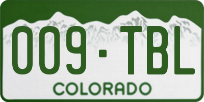 CO license plate 009TBL