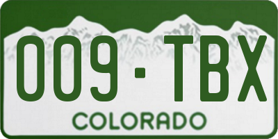 CO license plate 009TBX