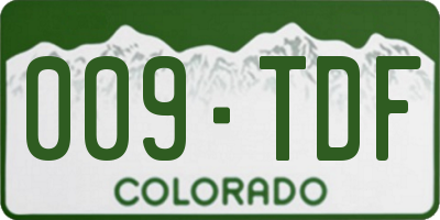 CO license plate 009TDF