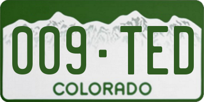 CO license plate 009TED
