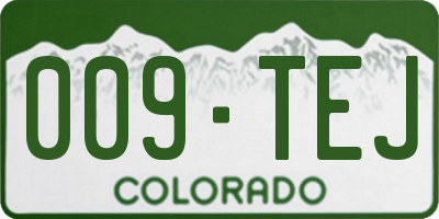 CO license plate 009TEJ