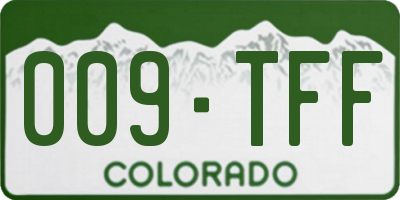 CO license plate 009TFF