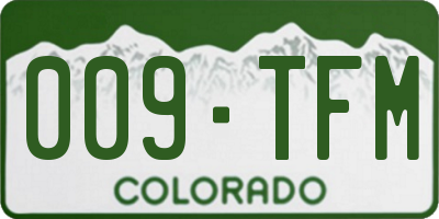 CO license plate 009TFM