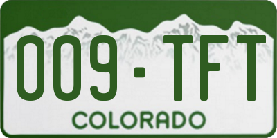 CO license plate 009TFT