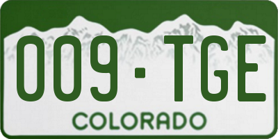 CO license plate 009TGE