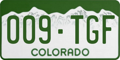 CO license plate 009TGF