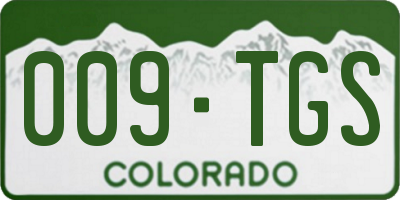 CO license plate 009TGS