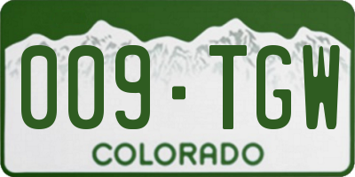 CO license plate 009TGW