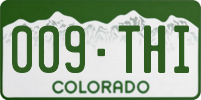 CO license plate 009THI