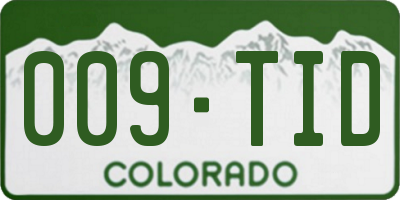CO license plate 009TID