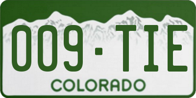 CO license plate 009TIE