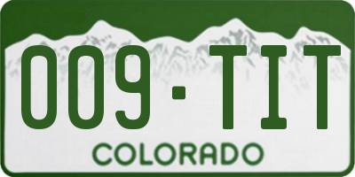 CO license plate 009TIT