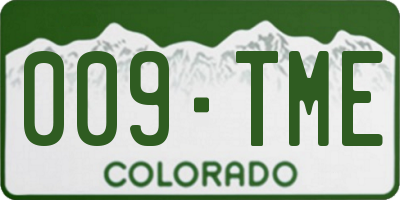 CO license plate 009TME