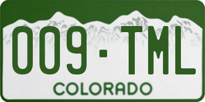 CO license plate 009TML