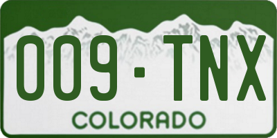 CO license plate 009TNX