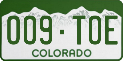 CO license plate 009TOE