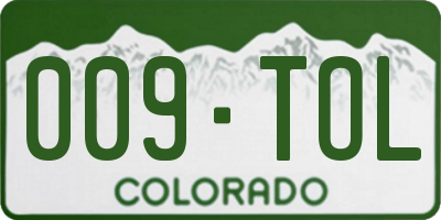 CO license plate 009TOL