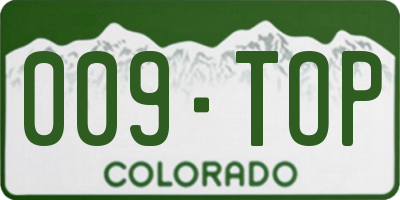 CO license plate 009TOP