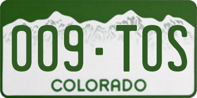 CO license plate 009TOS