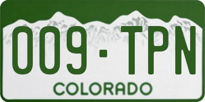 CO license plate 009TPN