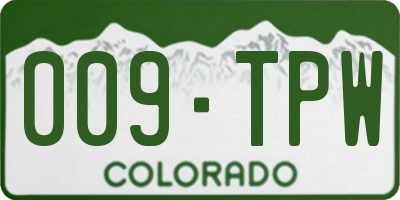 CO license plate 009TPW