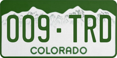 CO license plate 009TRD