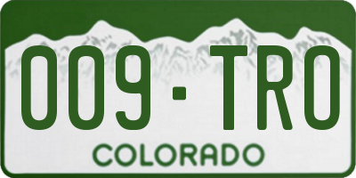 CO license plate 009TRO