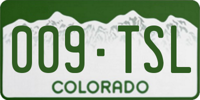 CO license plate 009TSL