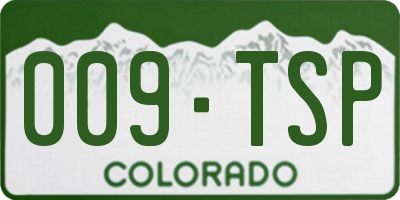 CO license plate 009TSP