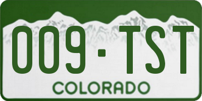 CO license plate 009TST