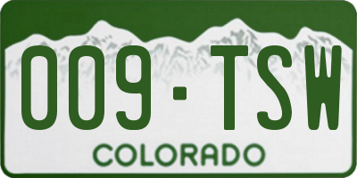 CO license plate 009TSW