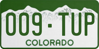 CO license plate 009TUP