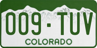 CO license plate 009TUV