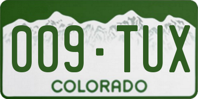 CO license plate 009TUX