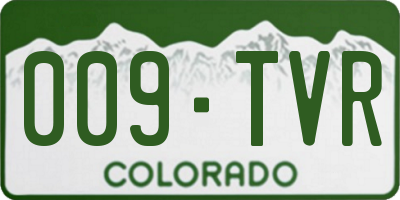 CO license plate 009TVR