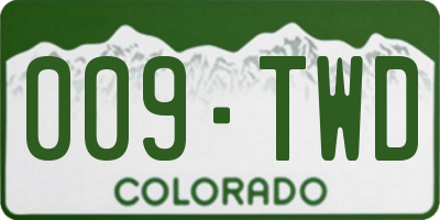 CO license plate 009TWD