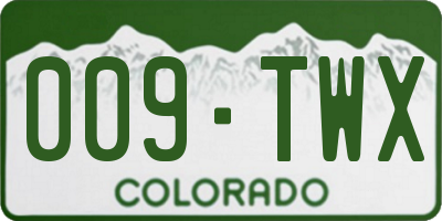 CO license plate 009TWX