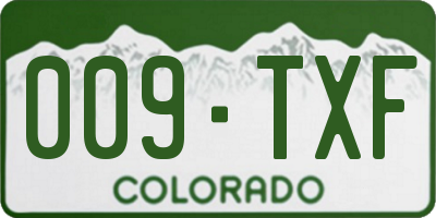 CO license plate 009TXF